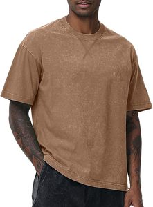 Camiseta de Algodón con Lavado Ácido para Hombre, Camiseta Oversize con Lavado Ácido, Camiseta Casual con Lavado Ácido, Camiseta Estilo Vintage con Lavado Ácido para Hombre - Product Image 4