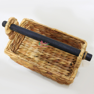 Boîte à mouchoirs en jacinthe d'eau avec poignée en bois noir, nouveau design, vente chaude - Product Image 3