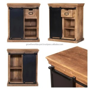 New 2025 Modern Wooden Side Board With 1 iron <b>Sliding</b> <b>Door</b> & 1 Wooden Drawer With Wooden Storage Stand Storage Best Furniture - Product Image 5
