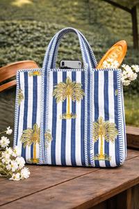 Bolso de Hombro Bohemio Acolchado de Algodón con Estampado Artesanal para Mujer, con Cierre Abierto, Lavable, Bolso de Algodón Estampado de Jaipur - Product Image 5