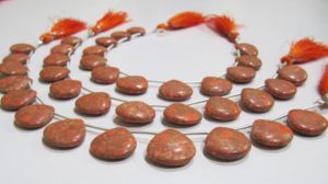 Perles en cuivre turquoise orange en forme de cœur, lisses et simples, taille 14-15 mm, brin de 8 pouces de long, vendu par brin. - Product Image 2