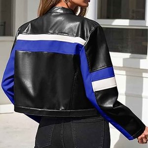 Chaqueta de Cuero para Mujer, Estilo Motero Clásico, Corte Ajustado, con Cierre, Abrigo de Moda para Invierno, Venta al Por Mayor OEM - Product Image 5