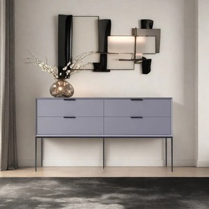 Mesa Consola Convertible Moderna y Minimalista con Diseño Espejado, Acabado Gris, 4 Cajones, Patas Delgadas de Hierro Negro para Entrada/Hotel - Product Image 5