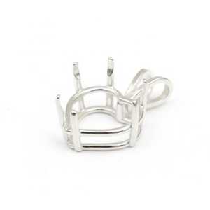 925 Sterling Silver Heart Shape 10mm Prong Pendant Setting Pre Notched Faceted Stone Semi Mount Jewelry - Product Image 2