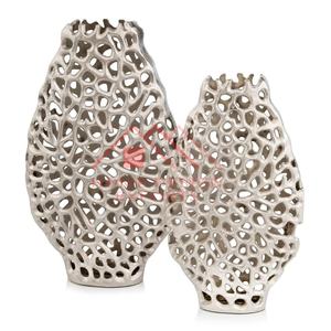 Jarrones de flores de mesa de aluminio de fundición de arena de último diseño para sala de estar jarrones de brotes de Metal de alta calidad para decoraciones de dormitorio - Product Image 1