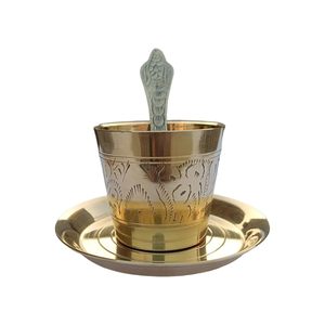 Panchpatra indienne traditionnelle en laiton, artisanat traditionnel, avec cuillère et assiette, ensemble Panchpatra antique avec Achamani et Thali - Product Image 2