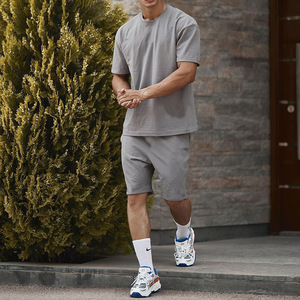 Custom Casual Workout Outfit Two Piece <b>Tshirt</b> Short Set Unisex Summer Clothing 2 Piece Blank t Shirt and Shorts Set for Men - Product Image 1
