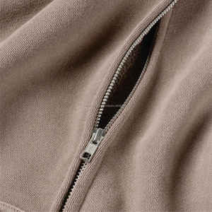 Sweat à capuche homme 100% coton Streetwear personnalisé avec double fermeture éclair polaire pour l'hiver - Product Image 3