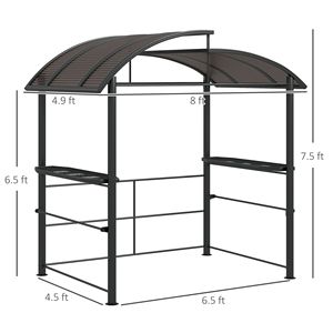 Pergola d'extérieur en aluminium avec toit ventilé en polycarbonate 8x5, abri de jardin avec étagères latérales pour grillades et pergola - Product Image 3