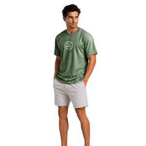 Camiseta Deportiva Esencial para Hombre, Color Verde Oliva, Cuello Redondo, Suave y Transpirable, para Gimnasio, Entrenamiento, Ropa Deportiva Activa - Product Image 1