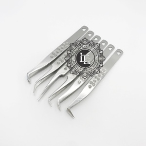 ชุดแหนบต่อขนตาสแตนเลสคุณภาพสูง ทนทาน พร้อมป้ายกำกับแบบกำหนดเอง ลายหัวใจ ด้านล่างขัดเงา ปลายแหลม หรูหรา - Product Image 5