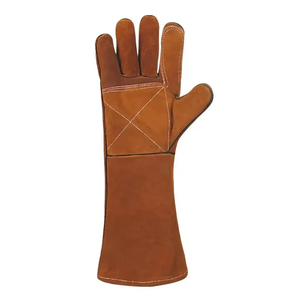 Gants de soudeur en cuir à manches longues de couleur rouge, nouveaux gants de travail en cuir pour soudeurs - Product Image 5
