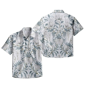 Chemise à manches courtes pour hommes, imprimé floral rose, boutonnée, décontractée, style hawaïen, pour l'été - Product Image 4