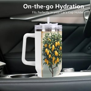 Custom Branded Tumbler 40oz Stainless Steel Travel <b>Mug</b> With Lemon Door Design For Outdoor Use - Product Image 3