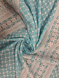 Tela de Algodón Azul Cielo de Primera Calidad, Bordada y Ligera, para Vestidos de Niñas/Mujeres, Hilo Peinado, Disponible al por Mayor - Product Image 5