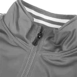 Men's Gray Tracksuit Full <b>Zipper</b> <b>Sweatshirt</b> With Side Pockets Breathable Sporty Autumn Wear Polyester Regular Fit - Product Image 4