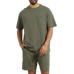Wholesale 100% Cotton <b>Men's</b> <b>T</b>-<b>Shirt</b> <b>Shorts</b> <b>Set</b> Summer Casual Style Oversize Washed Look Plain <b>Short</b> <b>Set</b> for <b>Mens</b> - Product Image 1