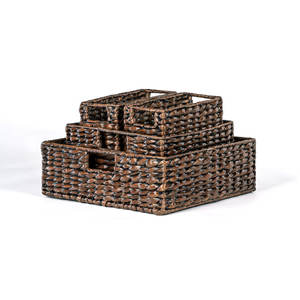 Lot de 10 paniers de rangement en jacinthe et fer Organisateurs décoratifs tissés à la main - Product Image 2