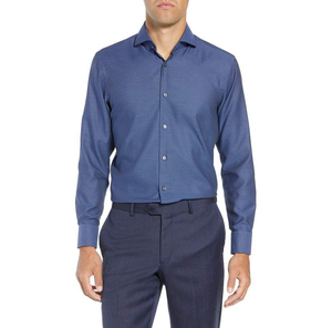Camisa de Vestir para Hombre, Corte Entallado, Algodón, Lisa, de Secado Rápido, Transpirable, para Negocios, Color Sólido, con Botones - Product Image 1