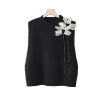Automne hiver tricoté 3 pièces ensemble bureau dames élégant tricoté gilet + chemises blanches + pantalons à jambes larges ensembles pour femmes vêtements