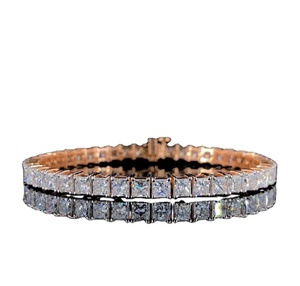 กำไลข้อมือเพชรโมอิสสีขาวสำหรับเจ้าหญิงตัดสีเงินสเตอร์ลิง925ชัดเจนเครื่องประดับแฟชั่นที่มีเสน่ห์สำหรับงานแต่งงาน - Product Image 3