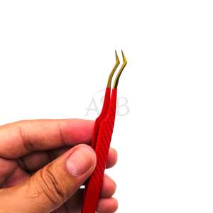 Pinzas para extensión de pestañas tipo Z rusas con diseño de corazón y llave, logotipo personalizado impreso, herramienta de belleza de acero inoxidable. - Product Image 2