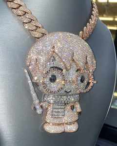 Colgante Personalizado de Personajes de Dibujos Animados Estilo Hiphop con Incrustaciones de Diamantes, 100% Aprobado por el Probador de Diamantes, Plata S925, Moissanita VVS - Product Image 4