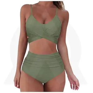 Taglie forti bikini costumi da bagno per le donne con cinturino croce senza schienale Sexy Plus Size costumi da bagno per le donne