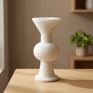 Porte-bougie moderne en marbre, design géométrique rond, décoration de table intérieure, durable, salon, toutes saisons - Product Image 4