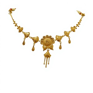 Collar de Oro Sólido de 22K con Diseño Floral Tradicional Indio, Joyería de Oro Amarillo 916 para Mujer, Ligero - Product Image 2