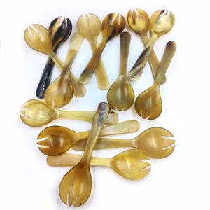 Cuillères à salade en corne de buffle polies miroir, faites à la main, écologiques, de qualité supérieure, à long manche, pour les fêtes et la maison - Product Image 5