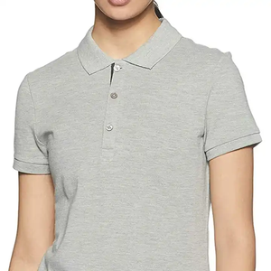 Polo ajustado gris claro para mujer, mezcla de algodón, elástico, ligero, informal, para golf. - Product Image 4