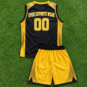 Custom Basketball Uniform Black <b>Yellow</b> Sublimation Jersey <b>Shorts</b> Set Custom Print Personalized Logo Bulk Orders For League - Product Image 2