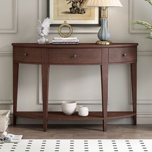 Consolla moderna curva in stile U con 3 cassetti e 1 ripiano per ingresso corridoio o soggiorno per uso divano tavolo - Product Image 1