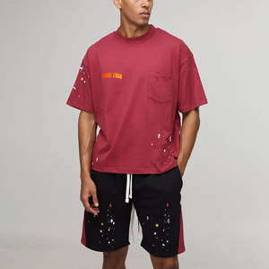 Ensemble court d'été pour homme en coton 100% avec logo brodé personnalisé - Product Image 1