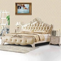 Französischer Stil Getuftetes Kingsize-Bettset Stoffbezogene Schlafzimmermöbel Antikes Design Handgeschnitztes Handgefertigtes Schlafzimmer-Set