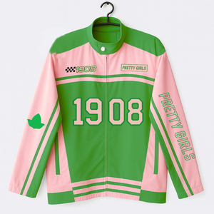 Custom Men's <b>Racing</b> <b>Jacket</b> Vintage Color Block Motorcycle Style Zip Up <b>Jacket</b> Personalized Logo Stripe Design Streetwear - Product Image 1