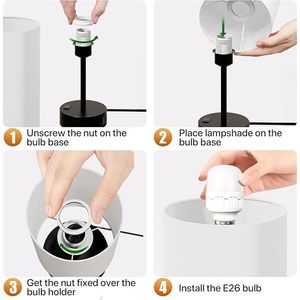 Lampada da Tavolo in Lino Dimmerabile a 3 Livelli con Porte di Ricarica USB A+C, Piccola Lampada da Comodino con Controllo Touch e Presa AC - Product Image 5