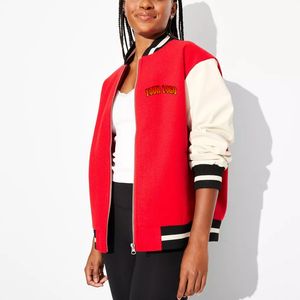 Veste polaire personnalisée pour femme, collection automne-hiver, style décontracté hip-hop, avec lettres, type baseball, fermeture à boutons-pression, style universitaire - Product Image 4