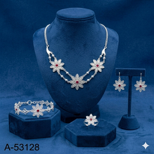 Fashion Statement Wedding Jewelry Set Gold Plated Snake Chain <b>Necklace</b> with Matching Earrings & <b>Ring</b> - Product Image 3