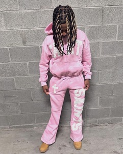 Conjunto Deportivo de Sudadera con Capucha y Pantalones Deportivos Azules Saints, Estampado Flocado, Apliques, Cierre Completo, Estilo Casual, Unisex, para Adultos, Ropa de Otoño - Product Image 2