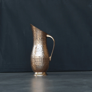 Jarra de cobre martillado a mano con asa dorada y juego de 6 vasos rectos de cobre, juego de jarras de cobre puro para la buena salud - Product Image 2