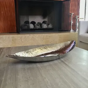 Moderno Cuenco Decorativo de Metal, Centro de Mesa Hecho a Mano de Primera Calidad para la Mesa del Comedor, Cuenco Artístico de Cerámica Seguro y Plateado - Product Image 2