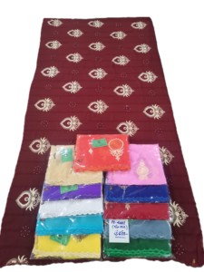 Women Maroon Chiffon Embroidered <b>Shawl</b> Gold Pattern Ethnic Scarf Breathable Daily Wear Fashion <b>Wrap</b> - Product Image 3