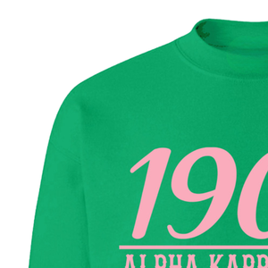 Sudadera con cuello redondo AKA 1908Script Year, de forro polar premium, con letras griegas, personalizada para hermandades, color verde Kelly - Product Image 2