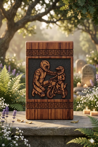 Custom Wooden Cremation Urn Keepsake <b>Box</b> Engraved <b>Memorial</b> Candle Holder for Motorcycle Theme Remembrance Gift - Product Image 3