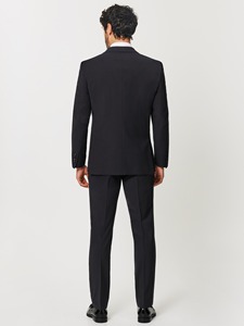 Costume de smoking noir pour homme en laine, style britannique, simple boutonnage, col cranté, tenue de cérémonie - Product Image 2