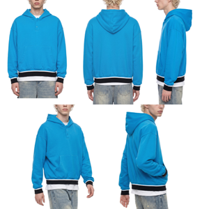Sweat-shirt unisexe ample à capuche, 100 % coton, 340 GSM, respirant, tricoté, col rond, décontracté, manches longues, pour l'hiver - Product Image 4
