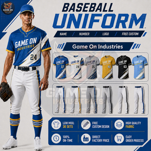 Uniformes Deportivos de Béisbol Sublimados Personalizados para Hombre, Jersey con Botones Completos y Pantalones con Ribetes, Venta al Por Mayor Directa de Fábrica - Product Image 6
