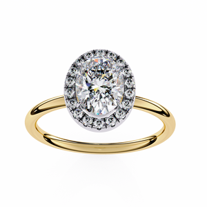 Anillos de Halo Modernos y Minimalistas para Compromiso, Boda o Aniversario, con Diamante Cultivado en Laboratorio de Corte Ovalado de 1 Quilate, E VS1, en Oro Sólido de 14K - Product Image 1